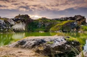 Beko Lake , a Unique Lake with a Panorama of Limestone Cliffs in Tegal
