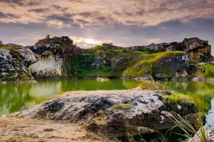 Beko Lake , a Unique Lake with a Panorama of Limestone Cliffs in Tegal